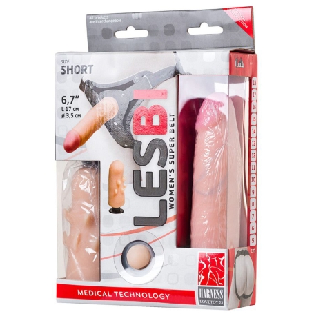 Страпон с 2 насадками Lesbi Harness